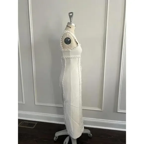 Anthropologie x BHLDN - White Sleeveless Midi Dress with Scalloped Edges, Size S - Picture 7 of 12